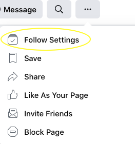 The follow settings button on Facebook, an example of 2020 Facebook updates that are relevant to property managers