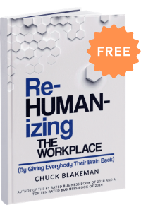 The cover of "Rehumanizing the Workplace" by Chuck Blakeman