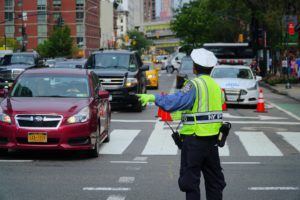 Officer directing traffic