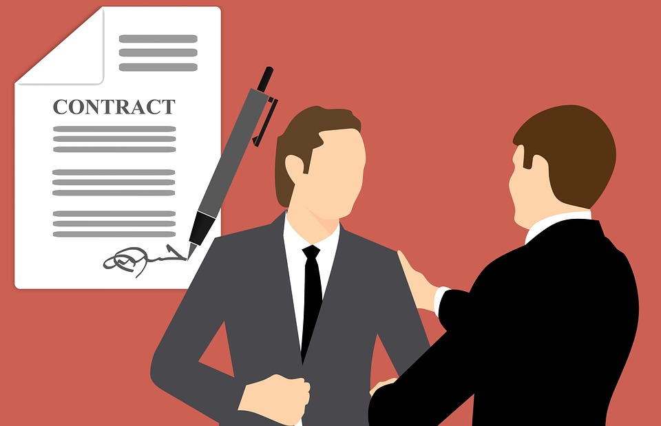 A cartoon graphic demonstrating two people signing a contract, representing property managers gaining more property management leads when they work with Fourandhalf. A cartoon graphic demonstrating two people signing a contract, representing property managers gaining more property management leads when they work with Fourandhalf.
