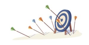 Several arrows have been shot into the ground, with one hitting the bulls eye, representing the success or failure of Realtor referral programs.