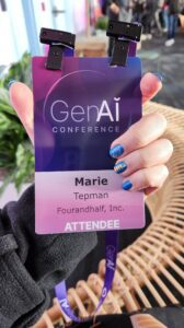 Marie Tepman's Fourandhalf Nails and GenAI Conference Badge